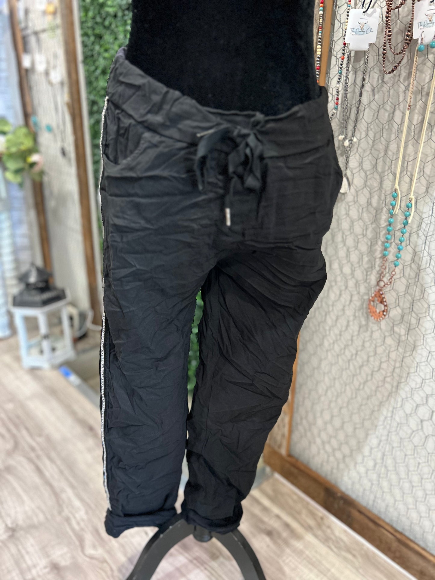 PLUS- One size rhinestone pants