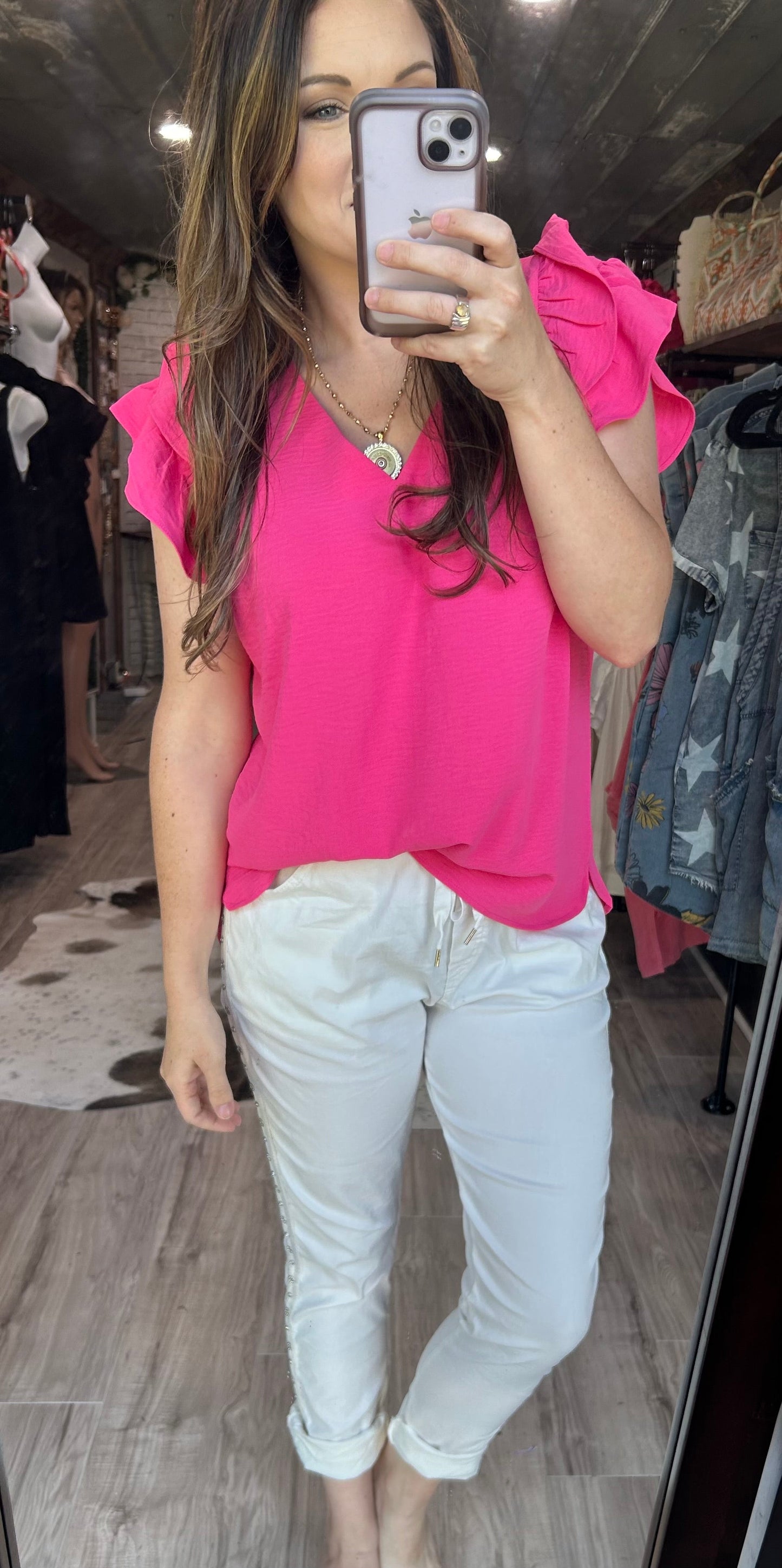 Classy Pink Ruffle Top