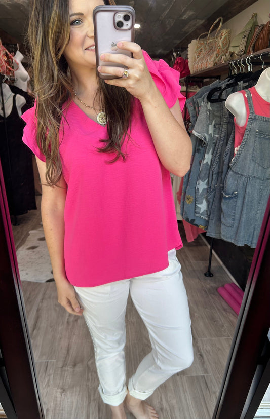 Classy Pink Ruffle Top