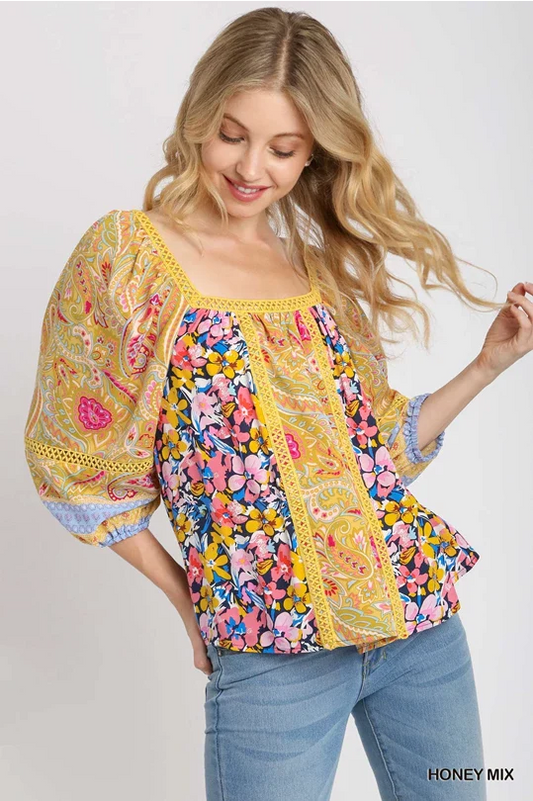 Honey Floral Mix Top