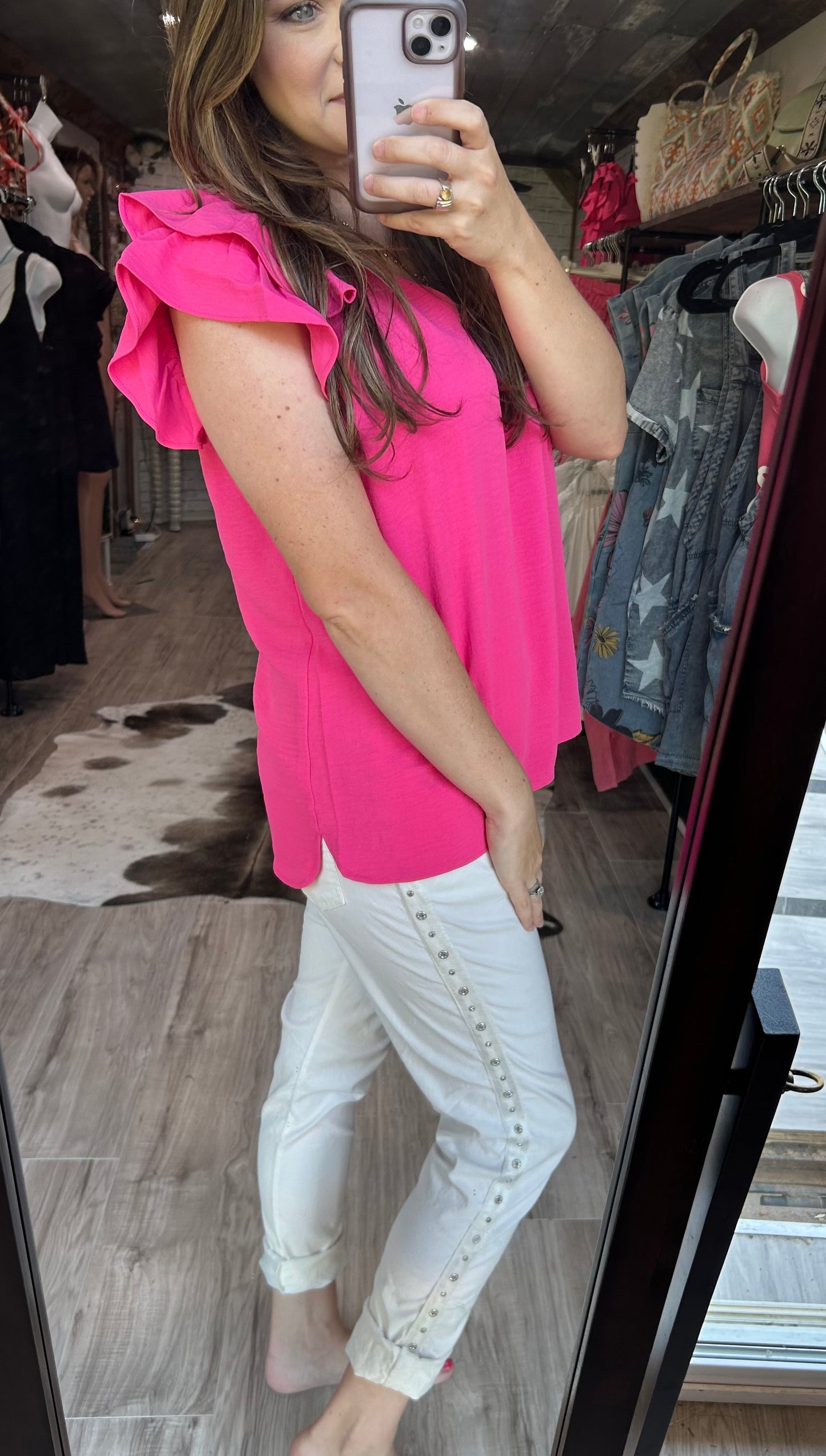 Classy Pink Ruffle Top