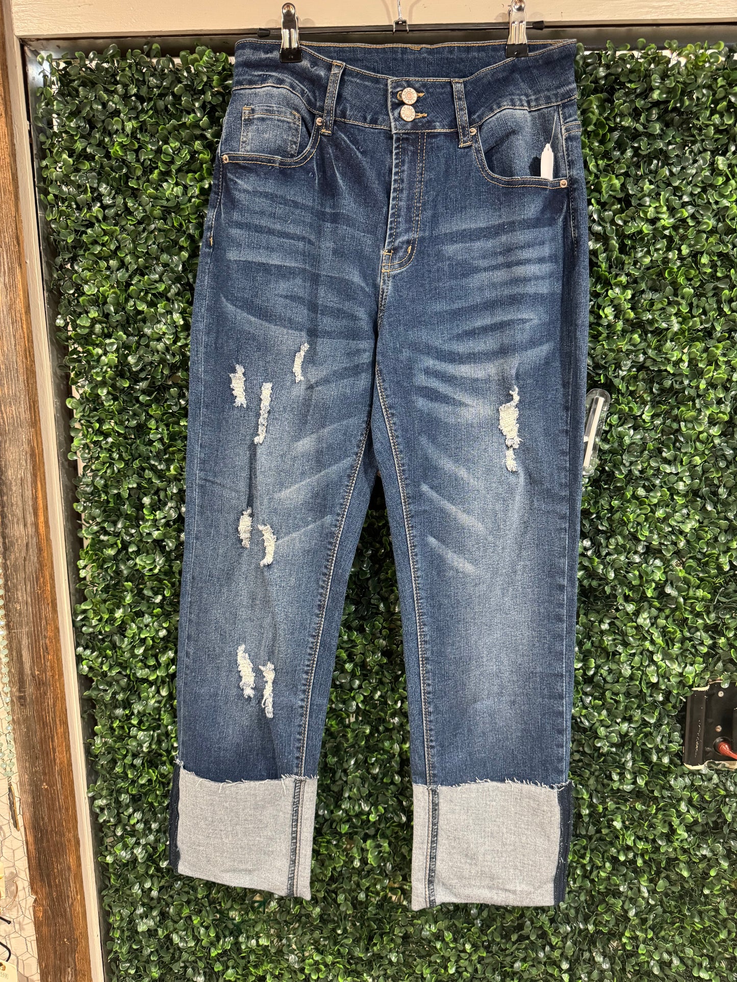 Dark Wash Cuff Jeans