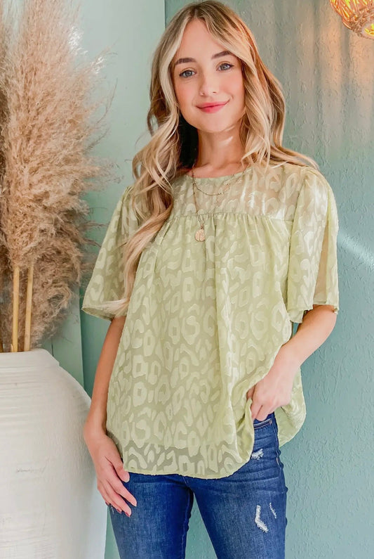Leopard Babydoll Blouse