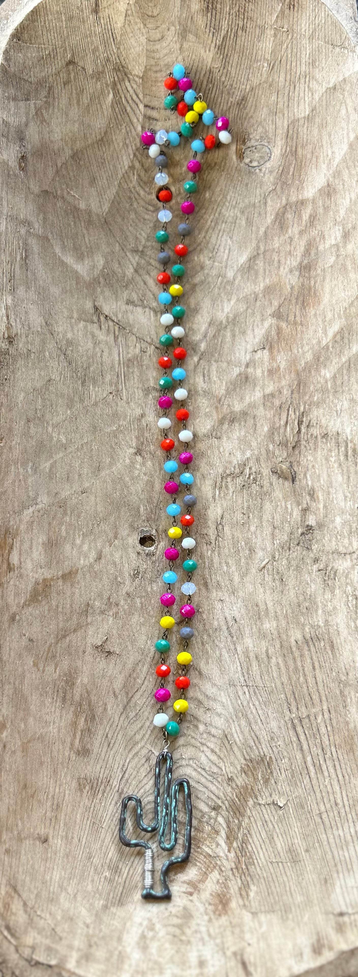 Colorful cactus long necklace