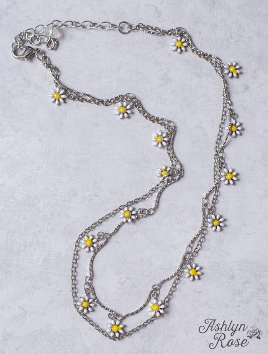 Blooms necklace, silver & gold