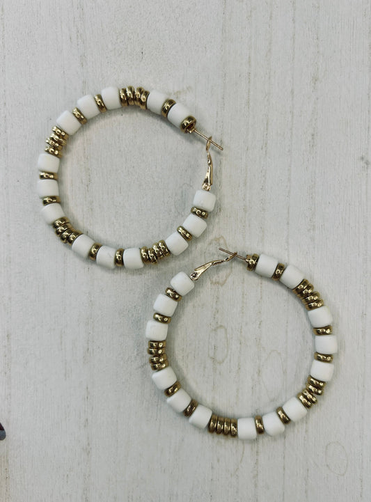 White & Gold hoop earring