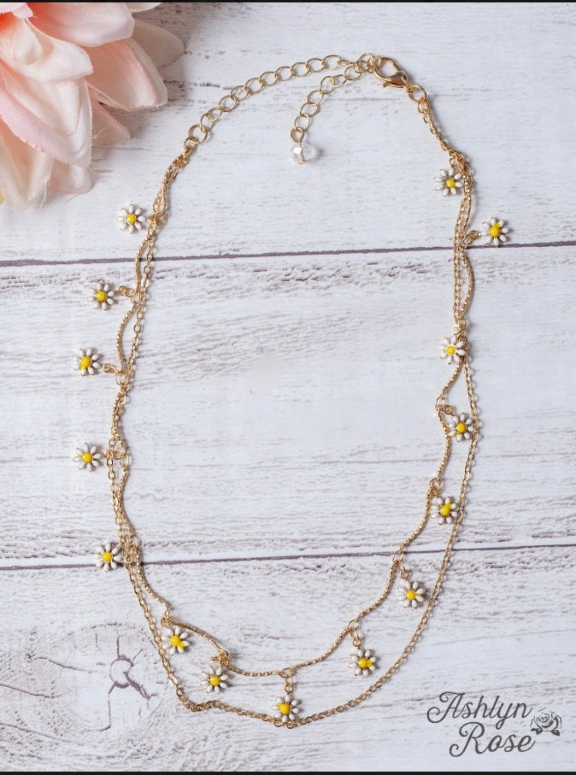 Blooms necklace, silver & gold