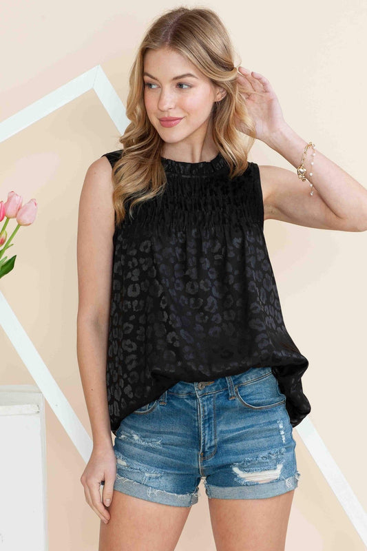 Black leopard top