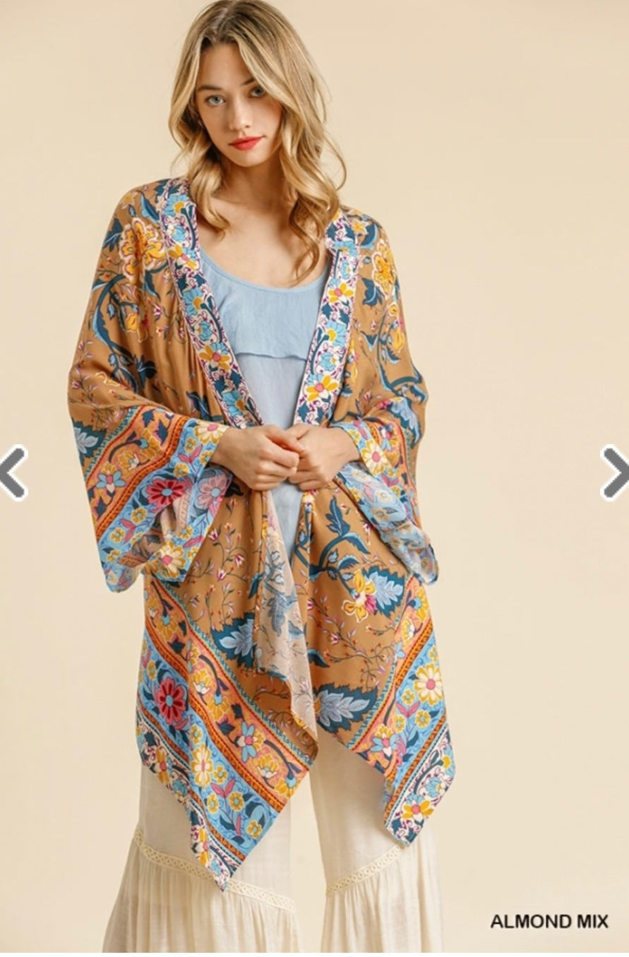 Almond mix hi low kimono- PLUS