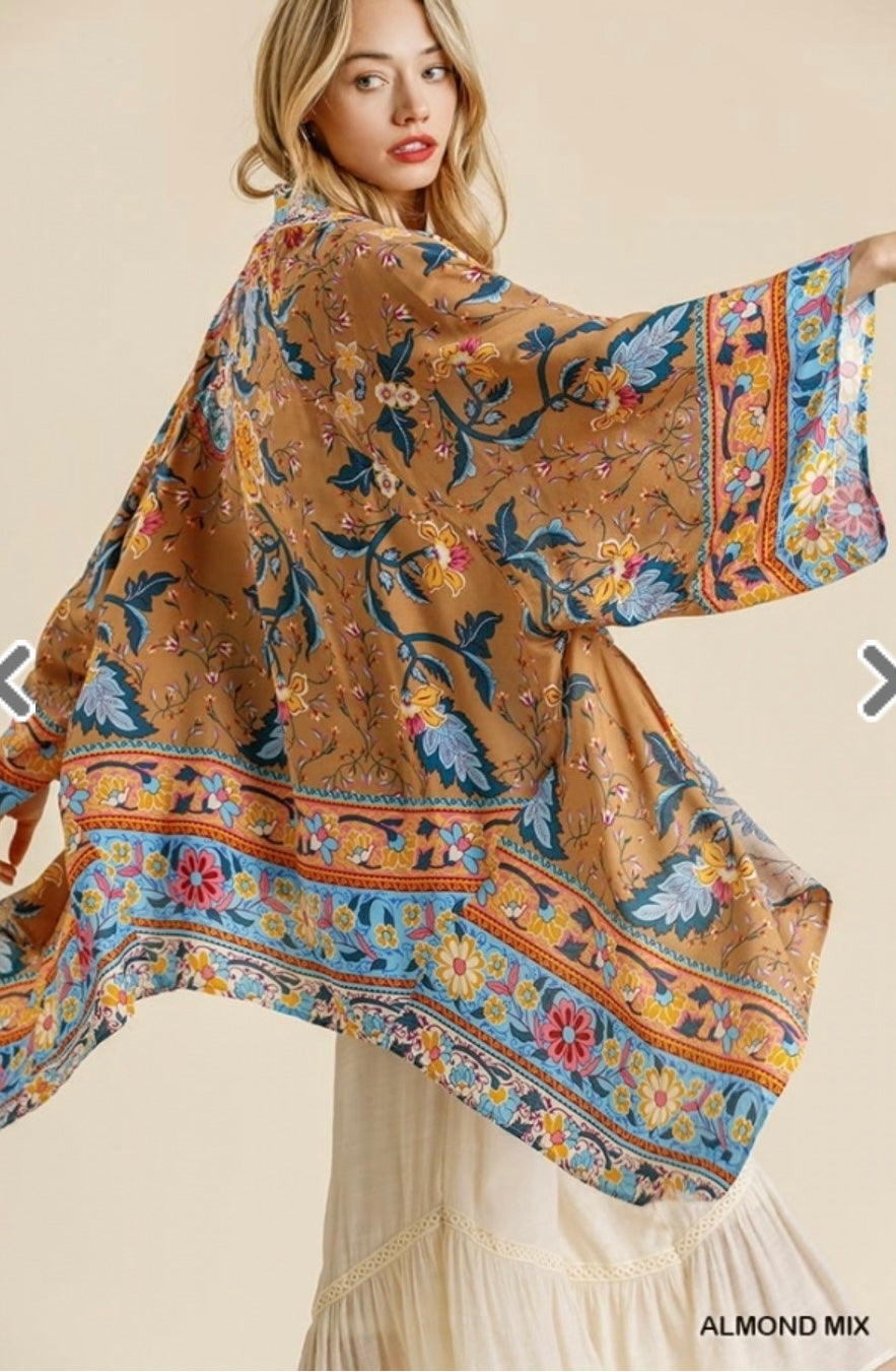 Almond mix hi low kimono- PLUS
